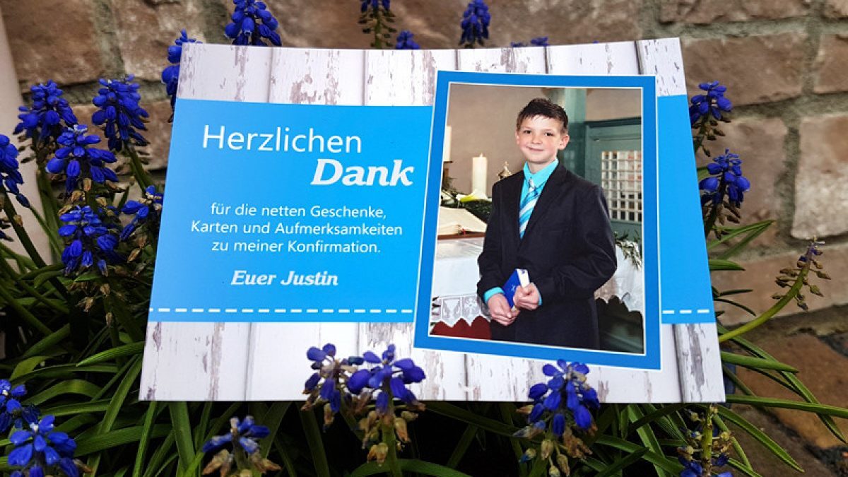 Dankeskarten Zur Konfirmation Kommunion Wir Helfen Euch Bei Der Umgestaltung