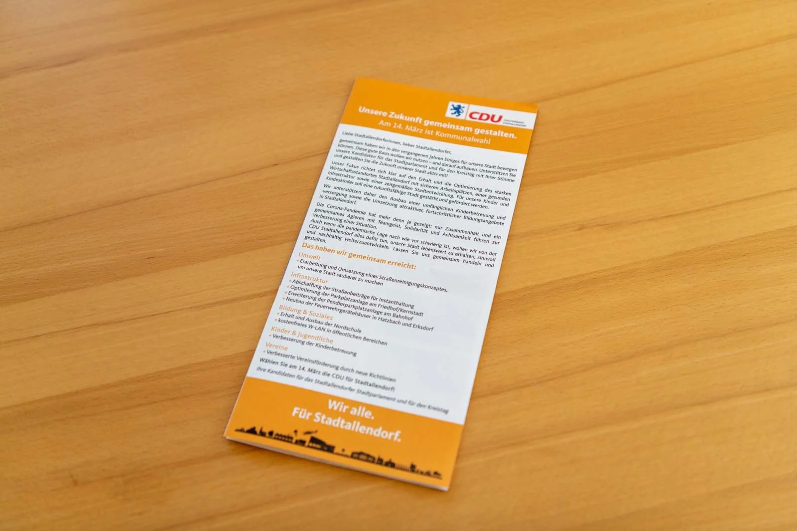 Titelseite des Wahlflyers der CDU Stadtallendorf zur Kommunalwahl 2021